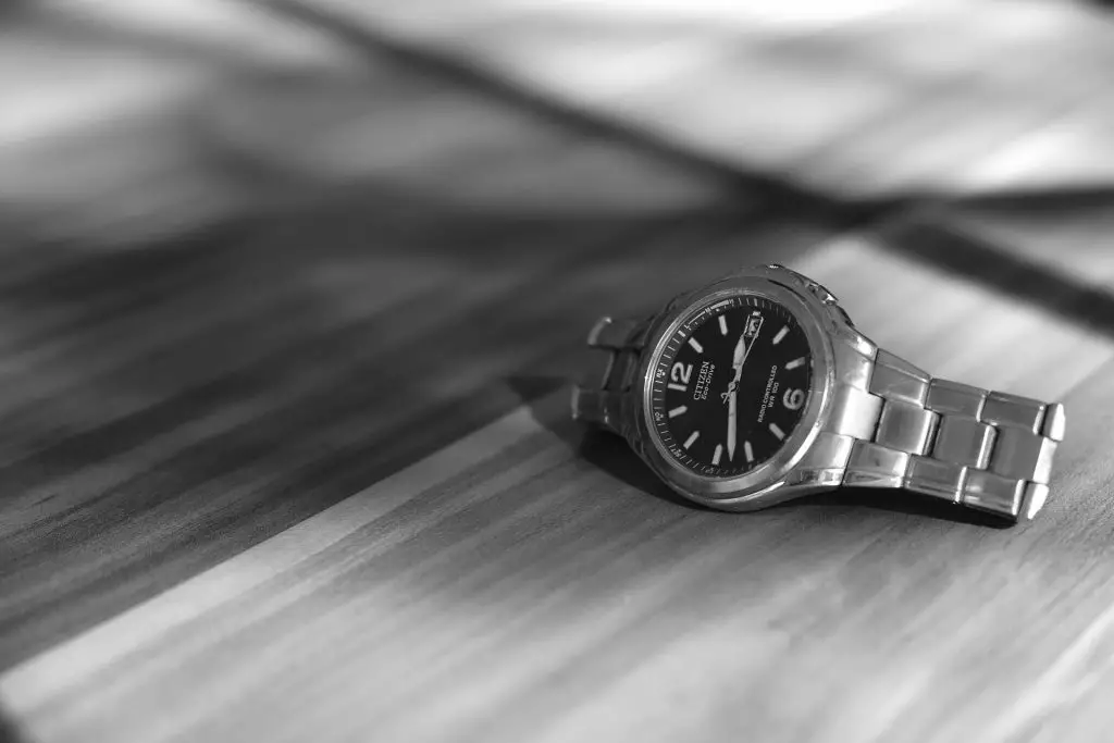 Black and white image of Citizen watch