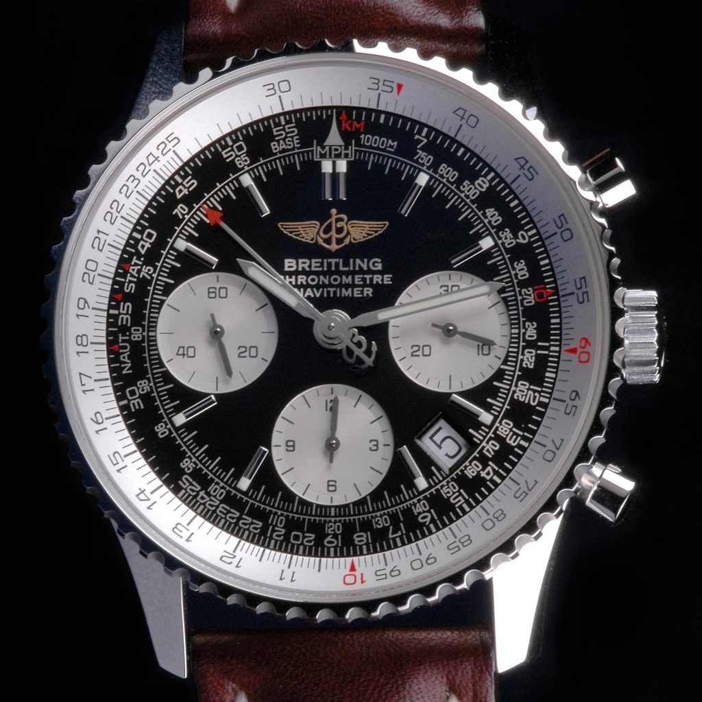Breitling watch with slide rule bezel